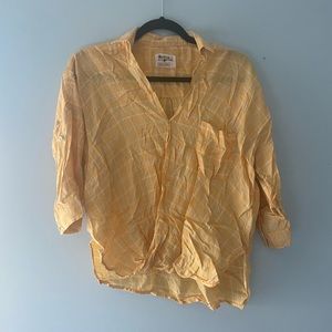 Plaid Yellow cross over blouse